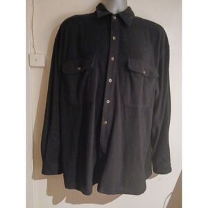 NK Ranch Clothing Co Mens Large Black Fleece Button Up Shirt Long Sleeve Pockets